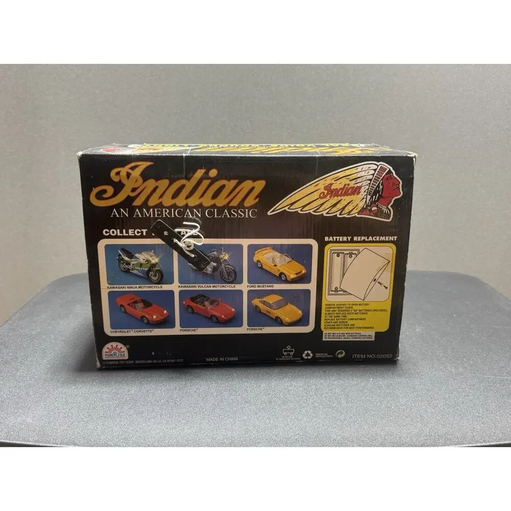 Vintage 1995 Funrise Indian Motorcycle Real Voice Sounds Lights #02052 Box